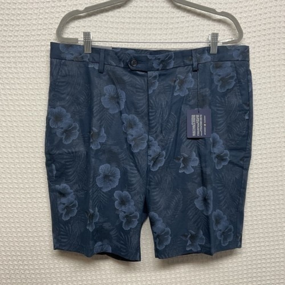 NWT‎ Joseph Abboud Modern Fit Blue Tropical Floral Chino Shorts Men 38/9 Vietnam